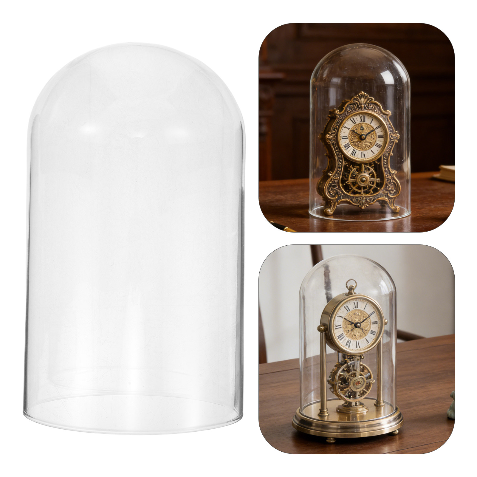 Vintage Collectible Bells - Mechanical Clock Glass Cover Fireplace Vintage