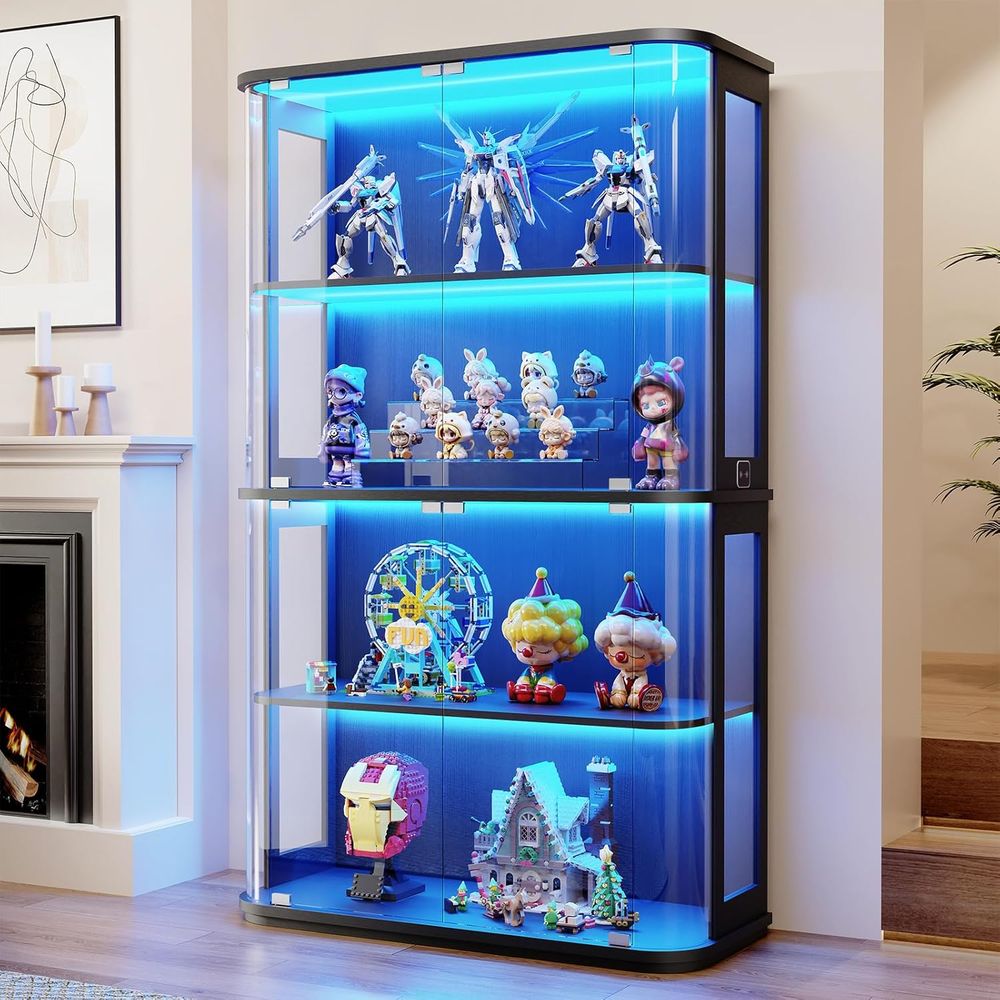 Collectible & Vintage Dolls For Wedding - Large Rounded Display Cabinet with Glass