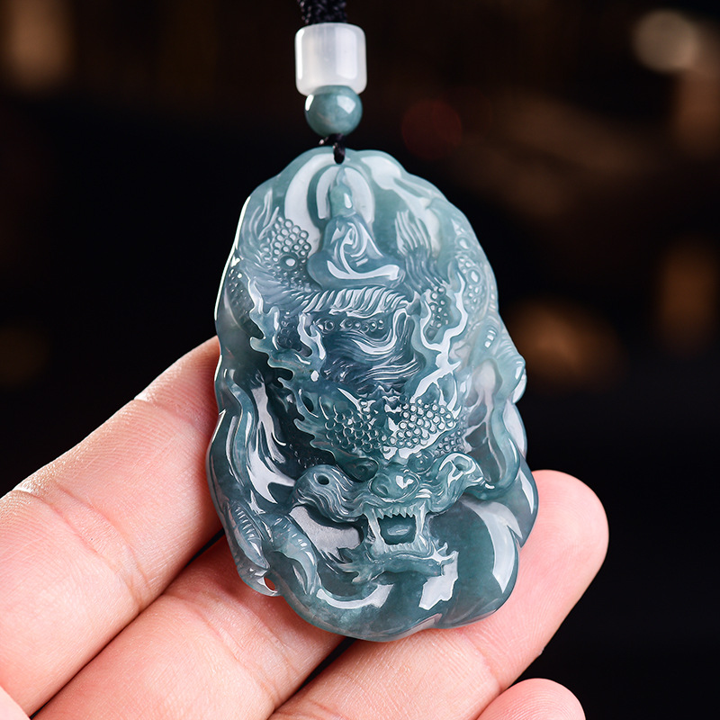 Natural Burmese Jadeite Dragon - Vintage Necklace ulasan dan harga