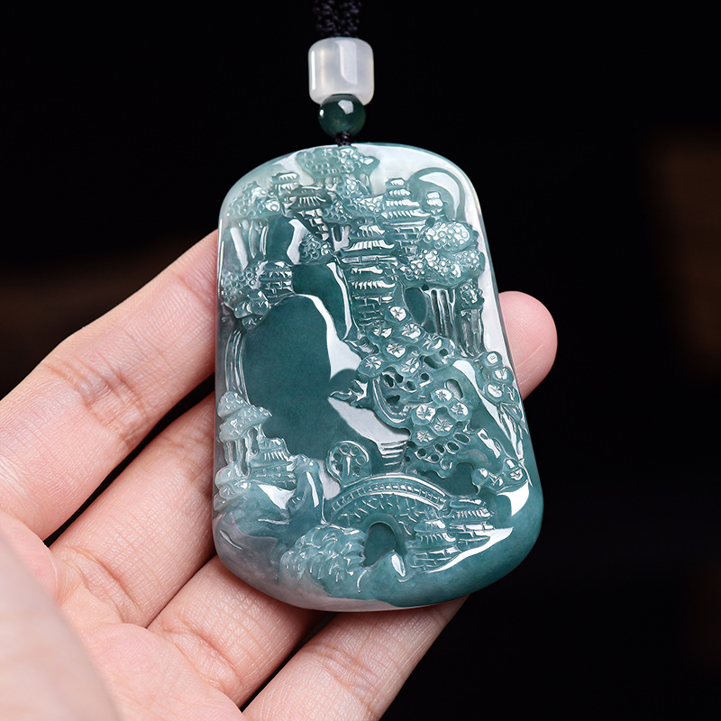 Natural Burmese Jadeite Scener - Vintage Necklace ulasan dan harga
