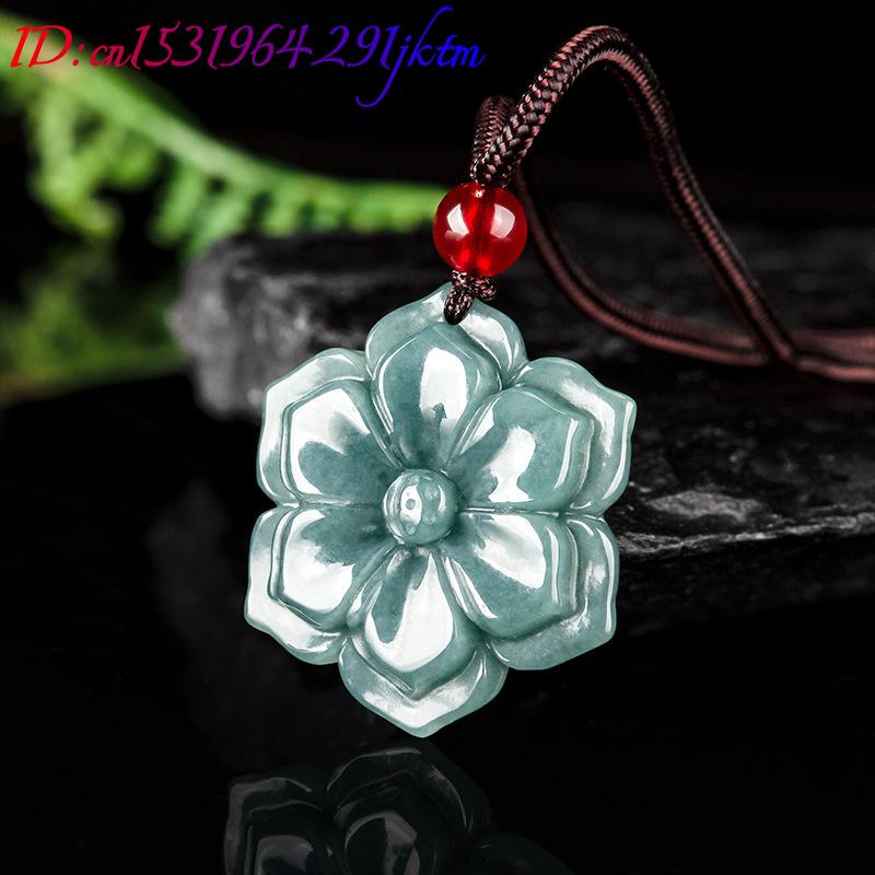 Burmese Jadeite Flower Pendant - Vintage Necklace ulasan dan harga