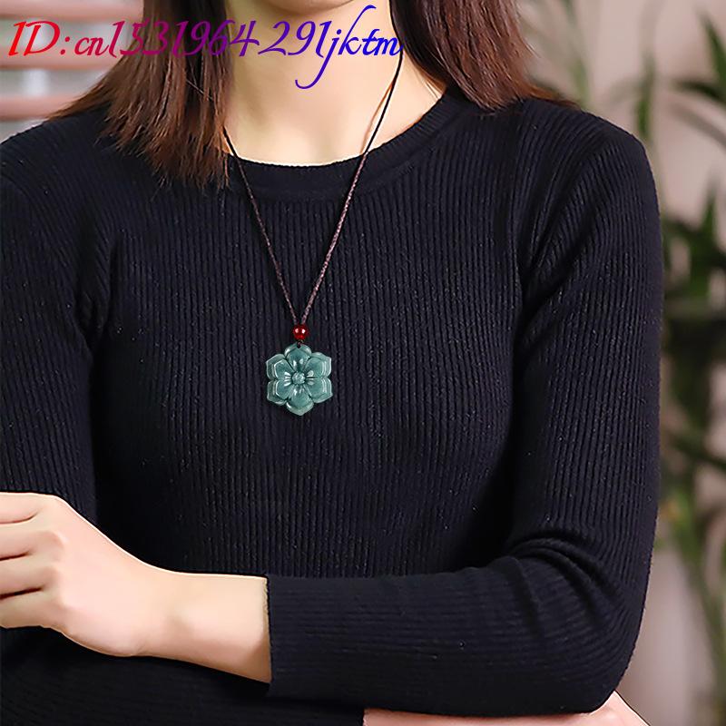 Burmese Jadeite Flower Pendant - Vintage Necklace ulasan dan harga