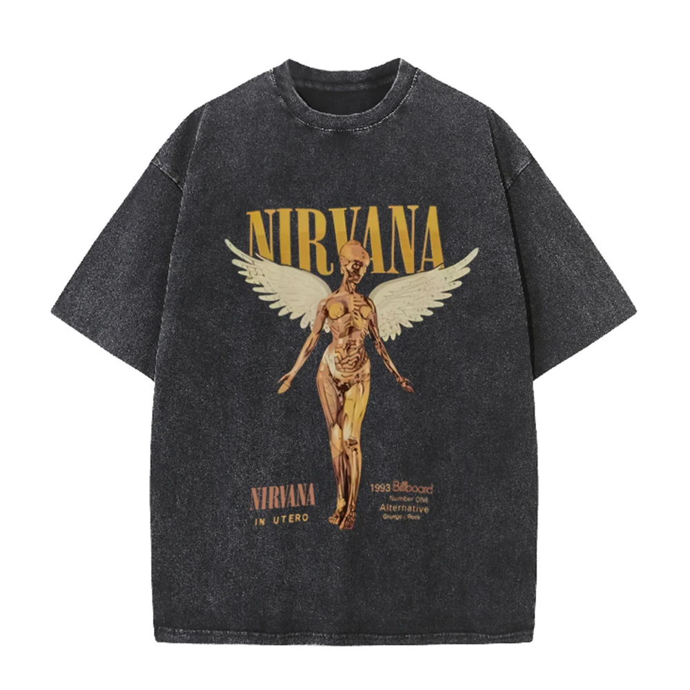 Retro Acid Wash Oversized T-sh - Vintage Collectible Figures ulasan dan harga