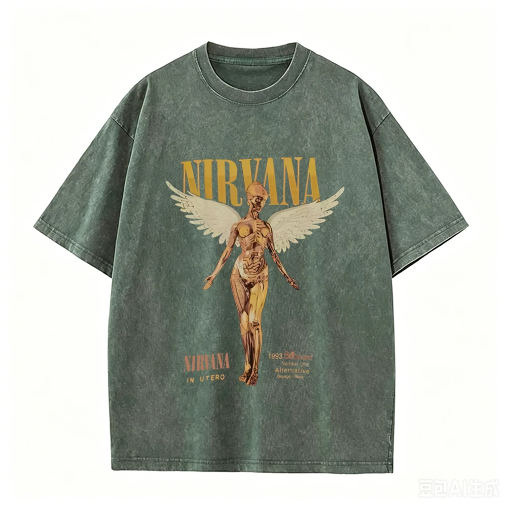 Retro Acid Wash Oversized T-sh - Vintage Collectible Figures ulasan dan harga