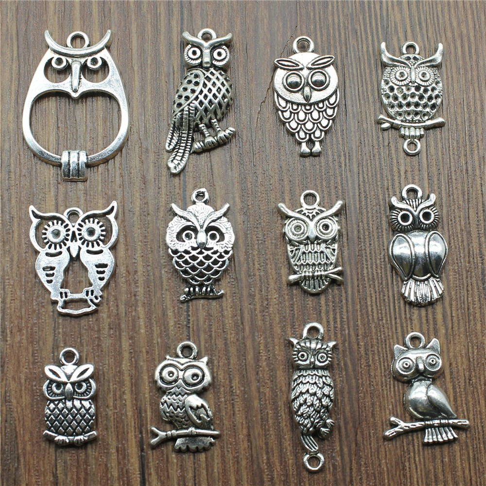 10pcs Charms Owl Antique Silve - Vintage Collectibles For Sale ulasan dan harga