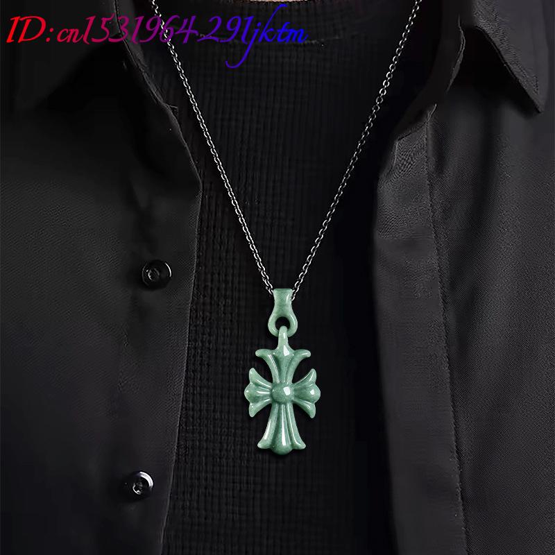 Natural Burmese Jadeite Cross  - Vintage Necklace ulasan dan harga