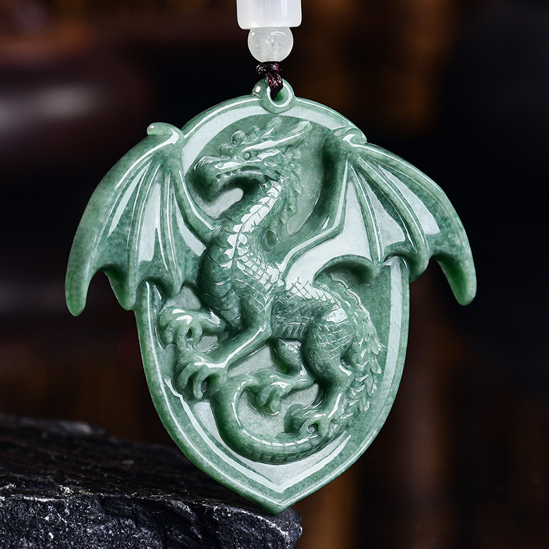 Natural Burmese Jadeite Dragon - Vintage Necklace ulasan dan harga